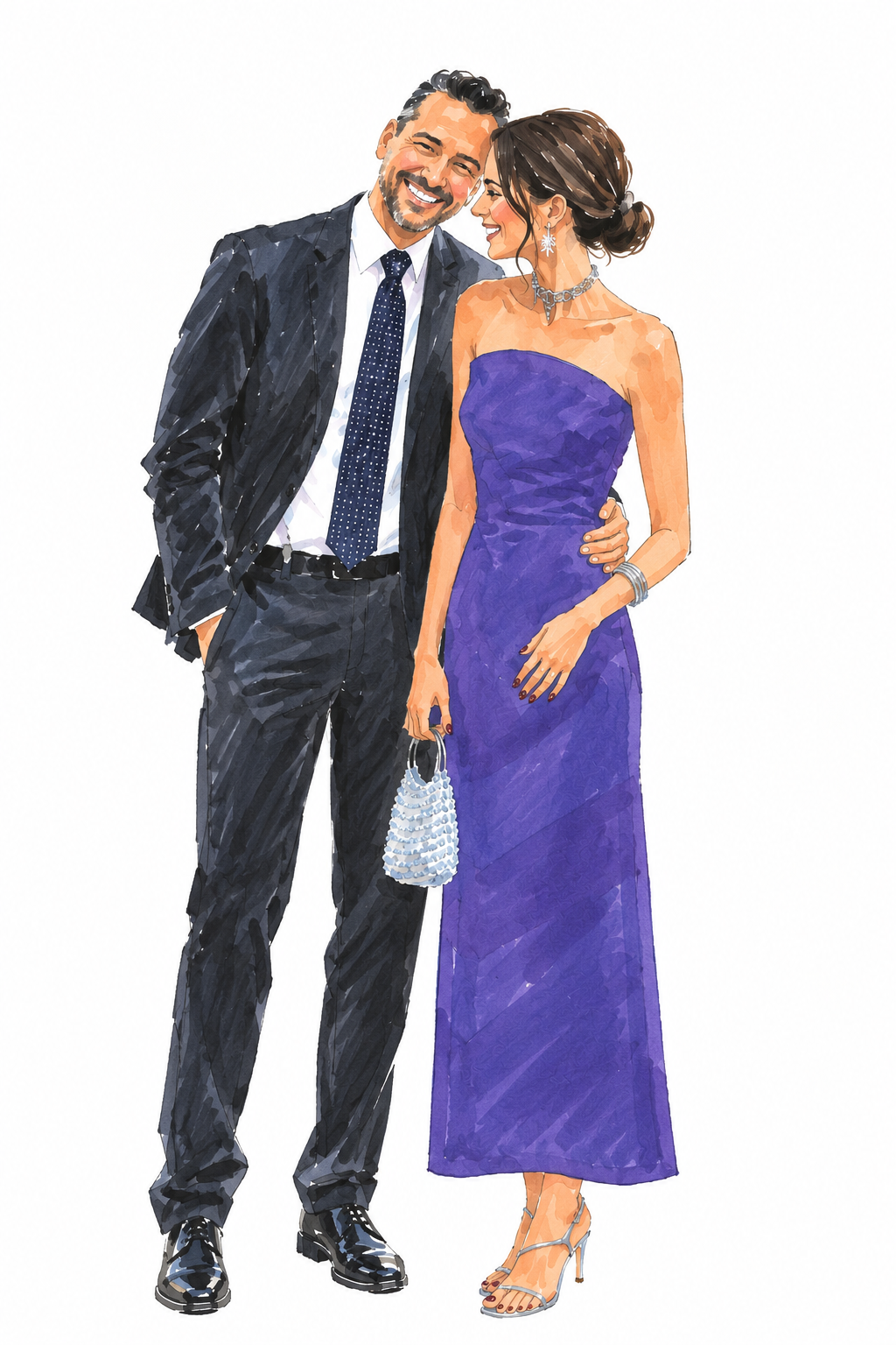 Retrato de Cecilia y Miguel en acuarela